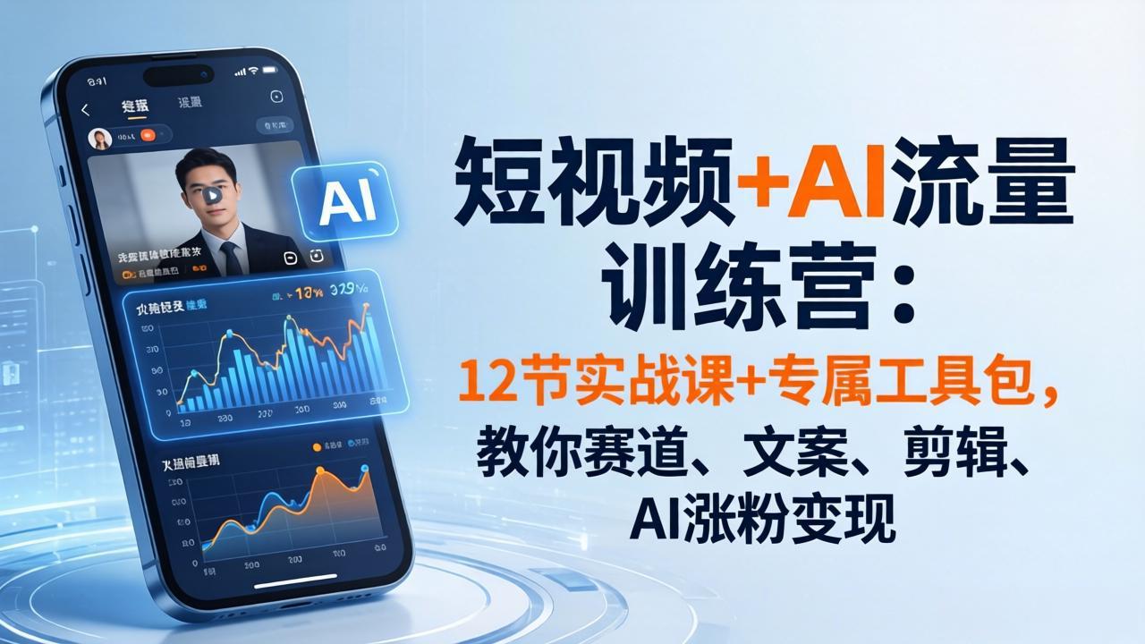 短视频+AI流量训练营:12节实战课+专属工具包,教你赛道、文案、剪辑、AI涨粉变现插图 短视频+AI流量训练营:12节实战课+专属工具包,教你赛道、文案、剪辑、AI涨粉变现插图