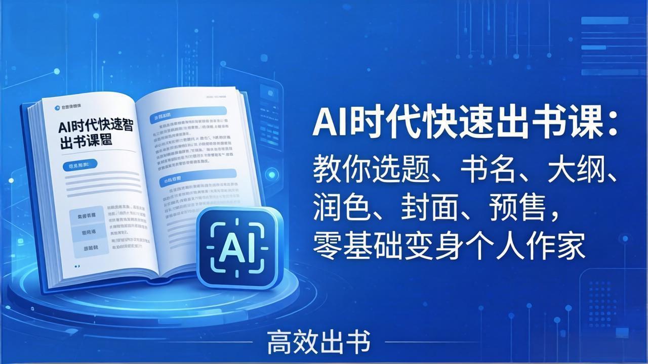 AI时代7天闪电出书课:教你选题、书名、大纲、润色、封面、预售,零基础变身个人作家插图 AI时代7天闪电出书课:教你选题、书名、大纲、润色、封面、预售,零基础变身个人作家插图