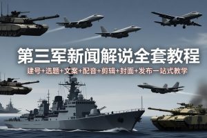 第三军迷新闻解说全套教程：建号+选题+文案+配音+剪辑+封面+发布一站式教学
