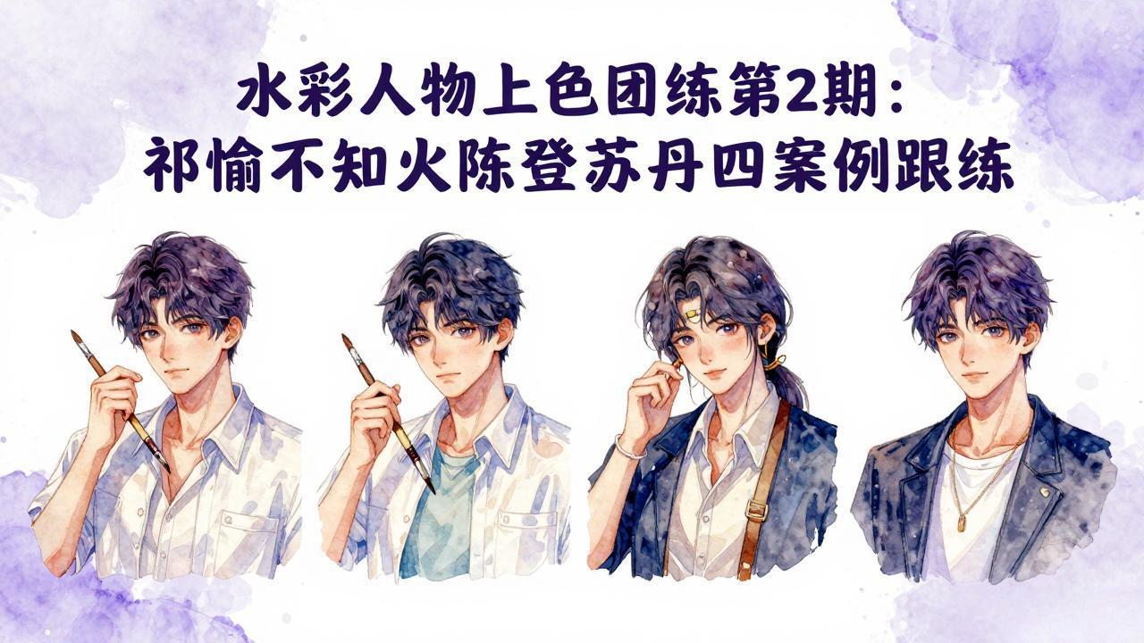 水彩人物上色团练第2期:祁煜不知火陈登苏丹四案例跟练,手把手提升绘画能力插图 水彩人物上色团练第2期:祁煜不知火陈登苏丹四案例跟练,手把手提升绘画能力插图