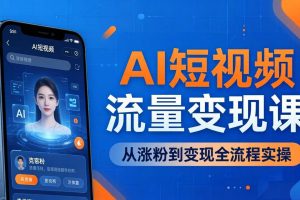 AI短视频流量变现课:一部手机玩转数字人克隆+爆款制作,从涨粉到变现全流程实操