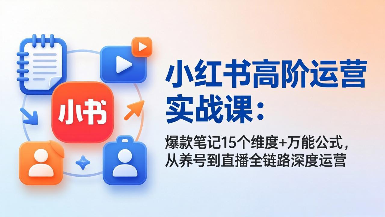 小红书高阶运营实战课:爆款笔记15个维度+万能公式,从养号到直播全链路深度运营插图 小红书高阶运营实战课:爆款笔记15个维度+万能公式,从养号到直播全链路深度运营插图