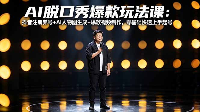 AI脱口秀爆款玩法课:抖音注册养号+AI人物图生成+爆款视频制作,零基础快速上手起号插图 AI脱口秀爆款玩法课:抖音注册养号+AI人物图生成+爆款视频制作,零基础快速上手起号插图