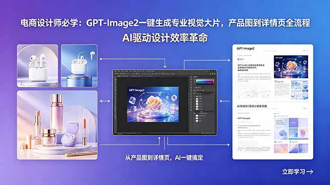 电商设计师必学:GPT-Image2一键生成专业视觉大片,产品图到详情页全流程插图 电商设计师必学:GPT-Image2一键生成专业视觉大片,产品图到详情页全流程插图