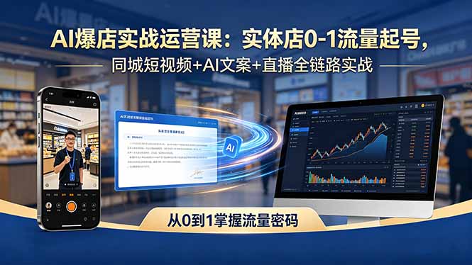 AI爆店实战运营课:实体店0-1流量起号,同城短视频+AI文案+直播全链路实战插图 AI爆店实战运营课:实体店0-1流量起号,同城短视频+AI文案+直播全链路实战插图