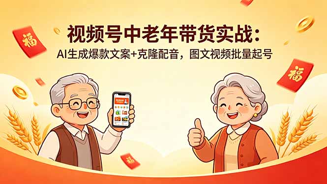 视频号中老年带货实战:AI生成爆款文案+克隆配音,图文视频批量起号插图 视频号中老年带货实战:AI生成爆款文案+克隆配音,图文视频批量起号插图