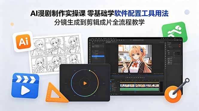 AI漫剧制作实操课 零基础学软件配置工具用法 分镜生成到剪辑成片全流程教学插图 AI漫剧制作实操课 零基础学软件配置工具用法 分镜生成到剪辑成片全流程教学插图