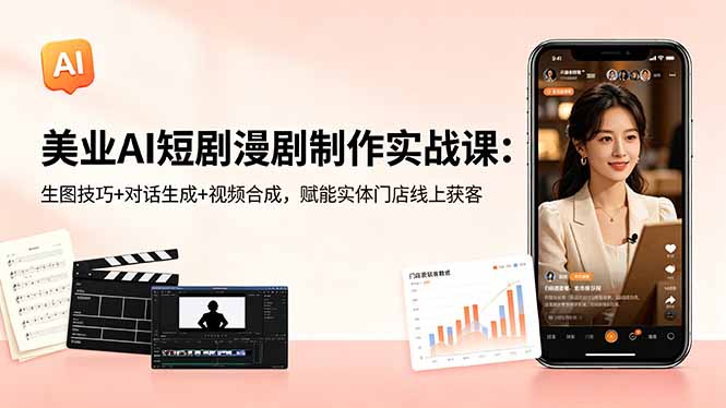 美业AI短剧漫剧制作实战课:生图技巧+对话生成+视频合成,赋能实体门店线上获客插图 美业AI短剧漫剧制作实战课:生图技巧+对话生成+视频合成,赋能实体门店线上获客插图
