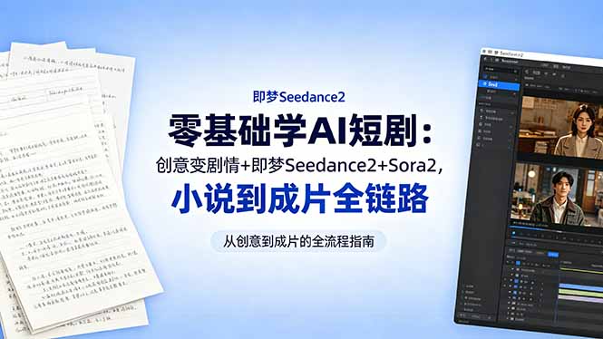 零基础学AI短剧:创意变剧情+即梦Seedance2+Sora2,小说到成片全链路插图 零基础学AI短剧:创意变剧情+即梦Seedance2+Sora2,小说到成片全链路插图