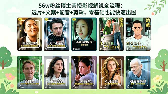 56万粉丝博主亲授影视解说全流程:选片+文案+配音+剪辑,零基础也能快速出圈插图 56万粉丝博主亲授影视解说全流程:选片+文案+配音+剪辑,零基础也能快速出圈插图