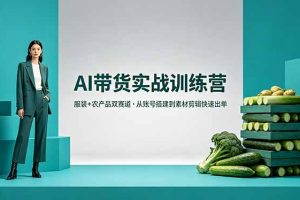 AI带货实战训练营，服装+农产品双赛道，从账号搭建到素材剪辑快速出单