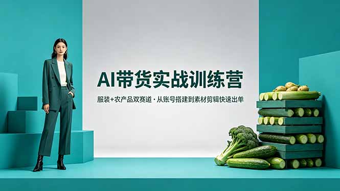 AI带货实战训练营,服装+农产品双赛道,从账号搭建到素材剪辑快速出单插图 AI带货实战训练营,服装+农产品双赛道,从账号搭建到素材剪辑快速出单插图