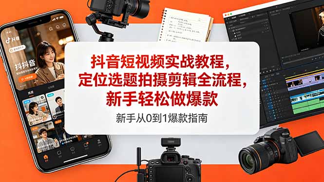抖音短视频实战教程，定位选题拍摄剪辑全流程，新手轻松做爆款插图