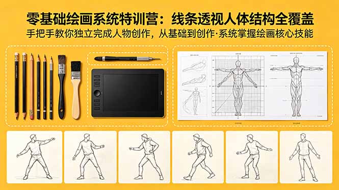 零基础绘画系统特训营:线条透视人体结构全覆盖,手把手教你独立完成人物创作插图 零基础绘画系统特训营:线条透视人体结构全覆盖,手把手教你独立完成人物创作插图