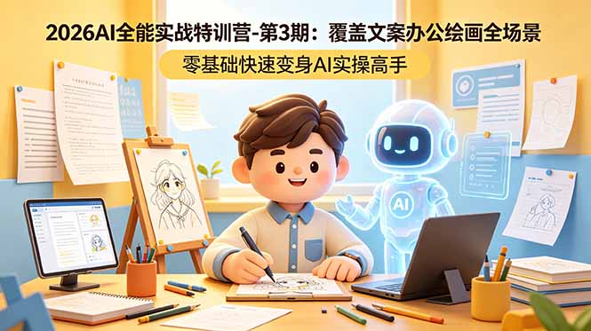 2026AI全能实战特训营-第3期:覆盖文案办公绘画全场景 零基础快速变身AI实操高手插图 2026AI全能实战特训营-第3期:覆盖文案办公绘画全场景 零基础快速变身AI实操高手插图