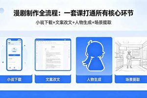 漫剧制作全流程:小说下载+文案改文+人物生成+场景提取:一套课打通漫剧制作所有核心环节