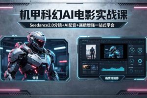 机甲科幻 AI 电影实战课,Seedance2.0 分镜 + AI 配音 + 画质增强一站式学会