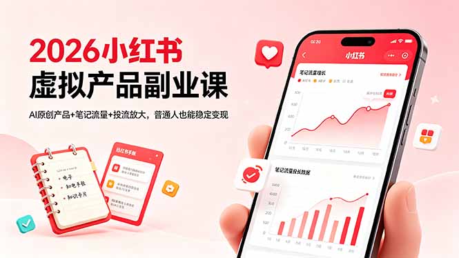 2026小红书虚拟产品副业课,AI原创产品+笔记流量+投流放大,普通人也能稳定变现插图 2026小红书虚拟产品副业课,AI原创产品+笔记流量+投流放大,普通人也能稳定变现插图