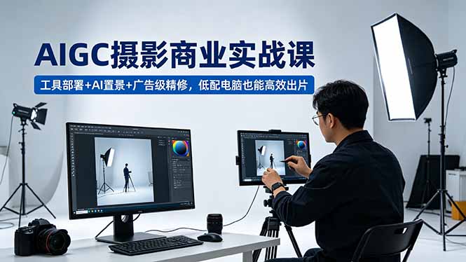 AIGC 摄影商业实战课，工具部署+AI置景+广告级精修，低配电脑也能高效出片插图