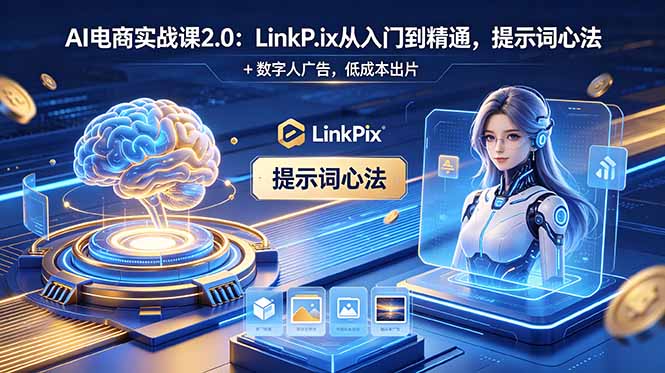 AI 电商实战课2.0｜LinkPix 从入门到精通，提示词心法 + 数字人广告，低成本出片插图