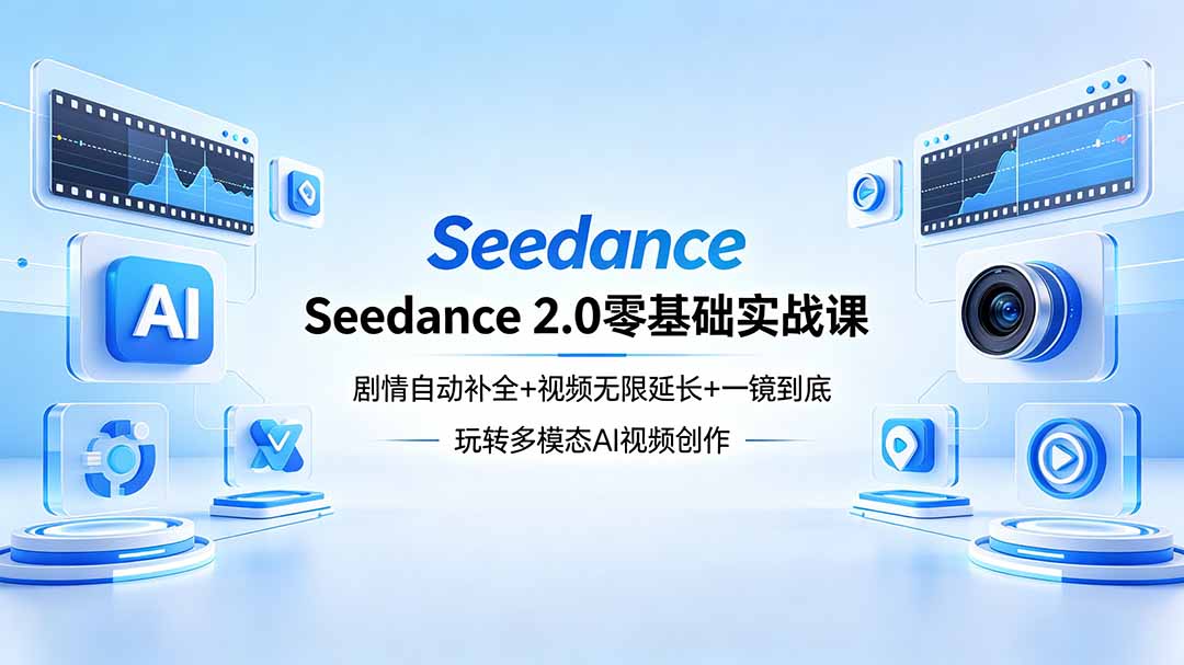 Seedance 2.0零基础实战课：剧情自动补全+视频无限延长+一镜到底：玩转多模态AI视频创作插图