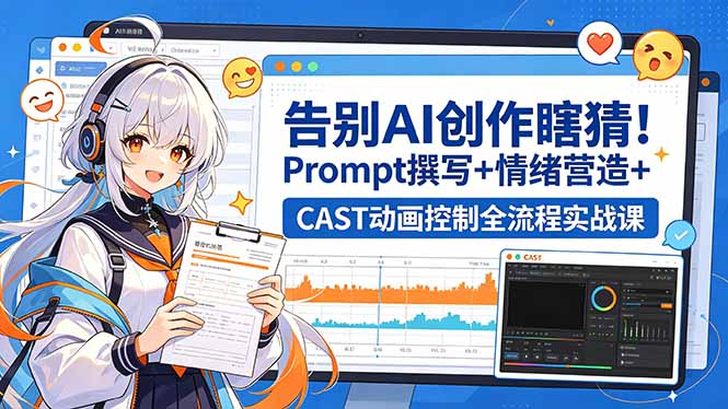 告别AI创作瞎猜!Prompt撰写+情绪营造+CAST动画控制全流程实战课插图 告别AI创作瞎猜!Prompt撰写+情绪营造+CAST动画控制全流程实战课插图