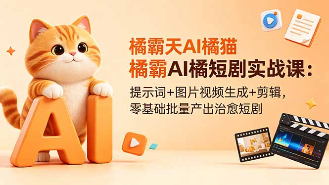 橘霸天AI橘猫短剧实战课:提示词+图片视频生成+剪辑,零基础批量产出治愈短剧插图 橘霸天AI橘猫短剧实战课:提示词+图片视频生成+剪辑,零基础批量产出治愈短剧插图