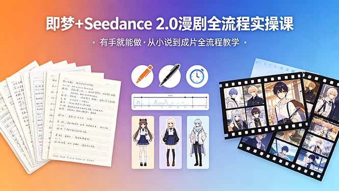 即梦+Seedance 2.0漫剧全流程实操课,有手就能做,从小说到成片全流程教学插图 即梦+Seedance 2.0漫剧全流程实操课,有手就能做,从小说到成片全流程教学插图