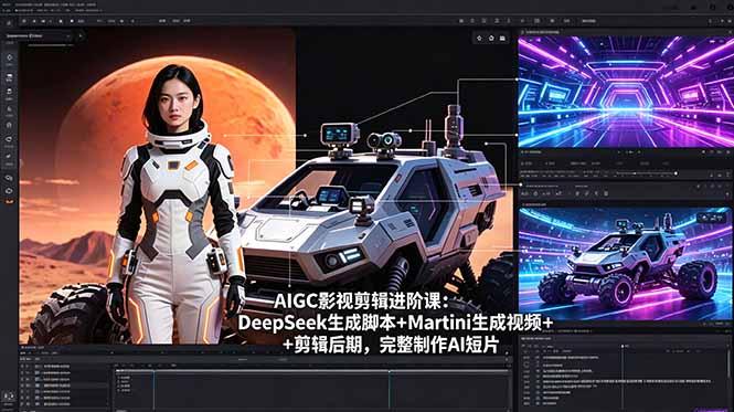 AIGC影视剪辑进阶课:DeepSeek生成脚本+Martini生成视频+剪辑后期,完整制作AI短片插图 AIGC影视剪辑进阶课:DeepSeek生成脚本+Martini生成视频+剪辑后期,完整制作AI短片插图