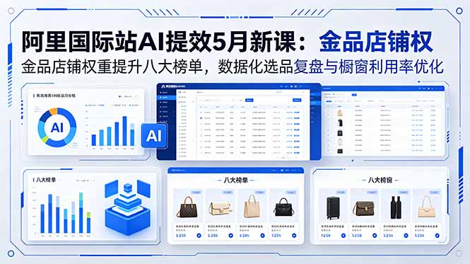 阿里国际站AI提效5月新课:金品店铺权重提升八大榜单,数据化选品复盘与橱窗利用率优化插图 阿里国际站AI提效5月新课:金品店铺权重提升八大榜单,数据化选品复盘与橱窗利用率优化插图