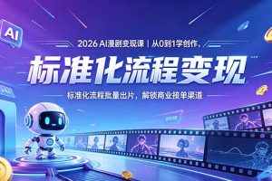 2026AI漫剧变现课|从0到1学创作,标准化流程批量出片,解锁商业接单渠道