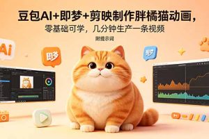 豆包AI+即梦+剪映制作胖橘猫动画,零基础可学,几分钟生产一条视频,附提示词