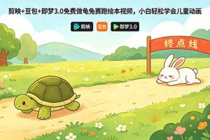 剪映+豆包+即梦3.0免费做龟兔赛跑绘本视频，小白轻松学会儿童动画