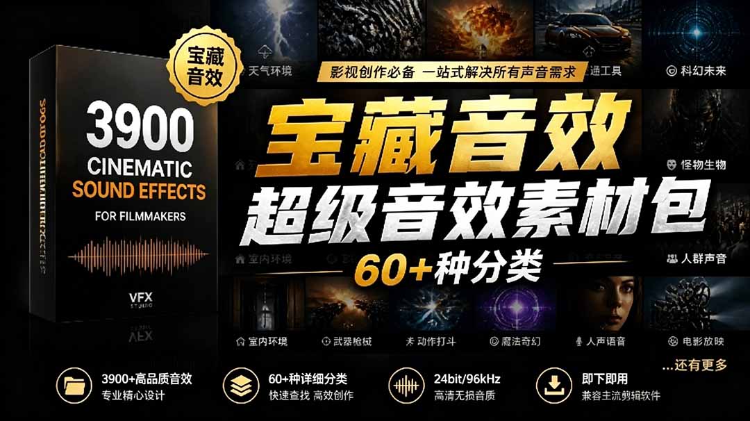 宝藏音效合集包!60+多种音效分类,共计3900个,分类清晰,全中文分类,高品质剪辑音效素材包插图 宝藏音效合集包!60+多种音效分类,共计3900个,分类清晰,全中文分类,高品质剪辑音效素材包插图
