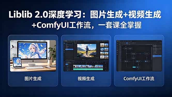Liblib 2.0深度学习:图片生成+视频生成+ComfyUI工作流,一套课全掌握插图 Liblib 2.0深度学习:图片生成+视频生成+ComfyUI工作流,一套课全掌握插图