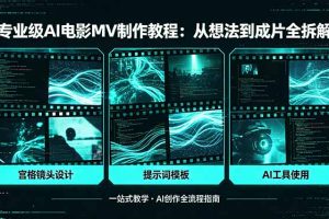 专业级AI电影MV制作教程,从想法到成片全拆解,宫格镜头+提示词模板+AI工具一站式教学