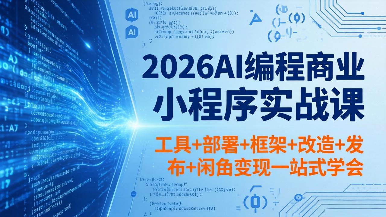2026AI编程商业小程序实战课,工具+部署+框架+改造+发布+闲鱼变现一站式学会插图 2026AI编程商业小程序实战课,工具+部署+框架+改造+发布+闲鱼变现一站式学会插图