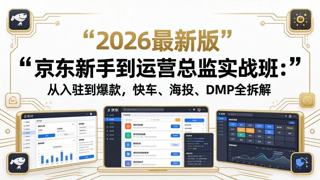 京东新手到运营总监实战班:从入驻到爆款,快车、海投、DMP全拆解,2026最新版插图 京东新手到运营总监实战班:从入驻到爆款,快车、海投、DMP全拆解,2026最新版插图
