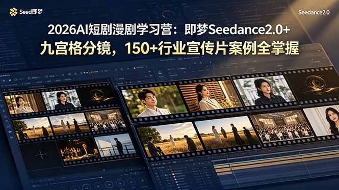2026AI短剧漫剧学习营：即梦Seedance2.0+九宫格分镜，150+行业宣传片案例全掌握插图
