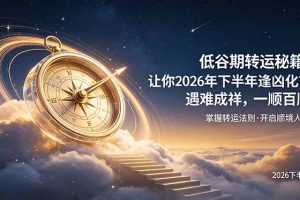 付费文章：低谷期转运秘籍，让你2026年下半年逢凶化吉，遇难成祥，一顺百顺