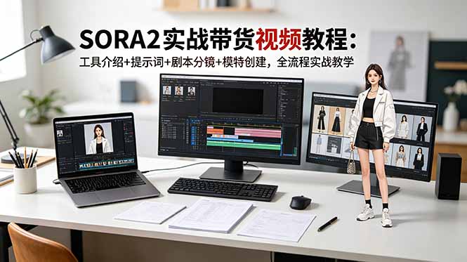 SORA2实战带货视频教程：工具介绍+提示词+剧本分镜+模特创建，全流程实战教学插图