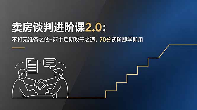 卖房谈判进阶课2.0:不打无准备之仗+前中后期攻守之道,70分初阶即学即用插图 卖房谈判进阶课2.0:不打无准备之仗+前中后期攻守之道,70分初阶即学即用插图