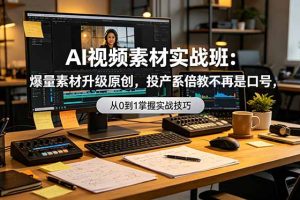 AI视频素材实战班：爆量素材升级原创，投产翻倍不再是口号，0-1系统教学实战落地