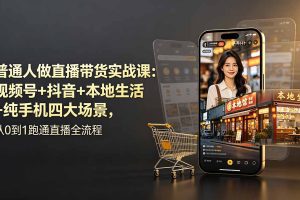 普通人做直播带货实战课：视频号+抖音+本地生活+纯手机四大场景，从0到1跑通直播全流程