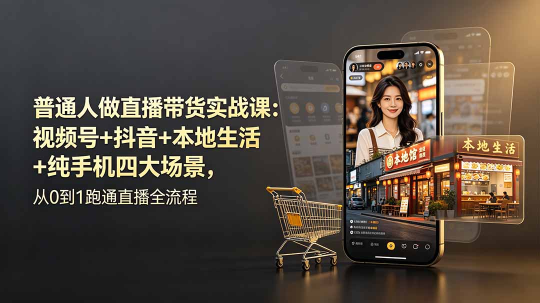 普通人做直播带货实战课：视频号+抖音+本地生活+纯手机四大场景，从0到1跑通直播全流程插图