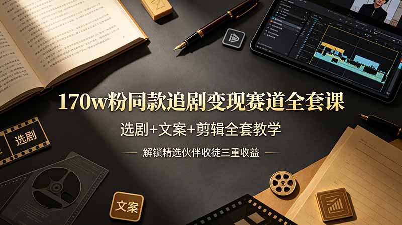 170w粉博主同款追剧变现赛道全套课,选剧+文案+剪辑全套教学,解锁精选伙伴收徒三重收益插图 170w粉博主同款追剧变现赛道全套课,选剧+文案+剪辑全套教学,解锁精选伙伴收徒三重收益插图