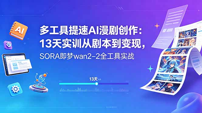 多工具提速AI漫剧创作:13天实训从剧本到变现,SORA即梦wan2-2全工具实战插图 多工具提速AI漫剧创作:13天实训从剧本到变现,SORA即梦wan2-2全工具实战插图