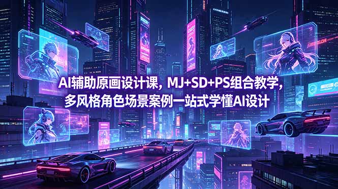 AI辅助原画设计课,MJ+SD+PS组合教学,多风格角色场景案例一站式学懂AI设计插图 AI辅助原画设计课,MJ+SD+PS组合教学,多风格角色场景案例一站式学懂AI设计插图