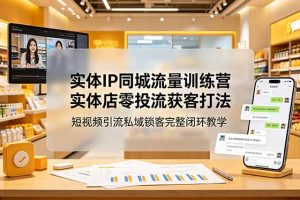 实体IP同城流量训练营：实体店零投流获客打法，短视频引流私域锁客完整闭环教学