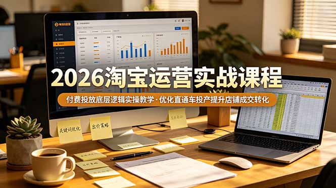 2026 淘宝运营实战课程，付费投放底层逻辑实操教学，优化直通车投产提升店铺成交转化插图